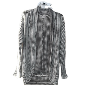 pink republic gray and White patterned cardigan knit Sweater